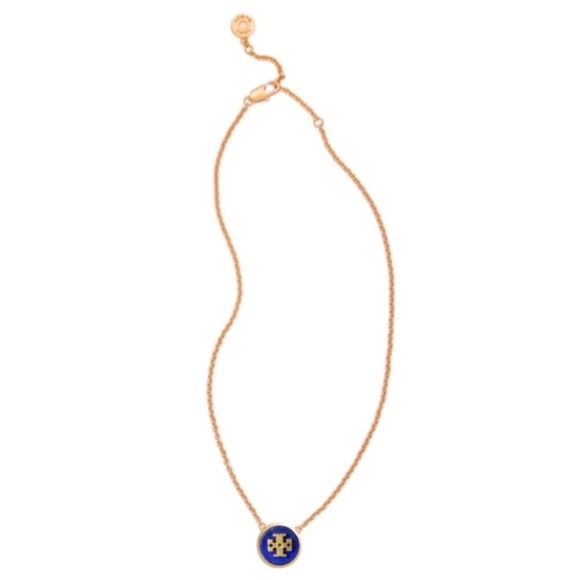 TORY BURCH • Lapis Semiprecious Stone Logo Necklace - Picture 4 of 5
